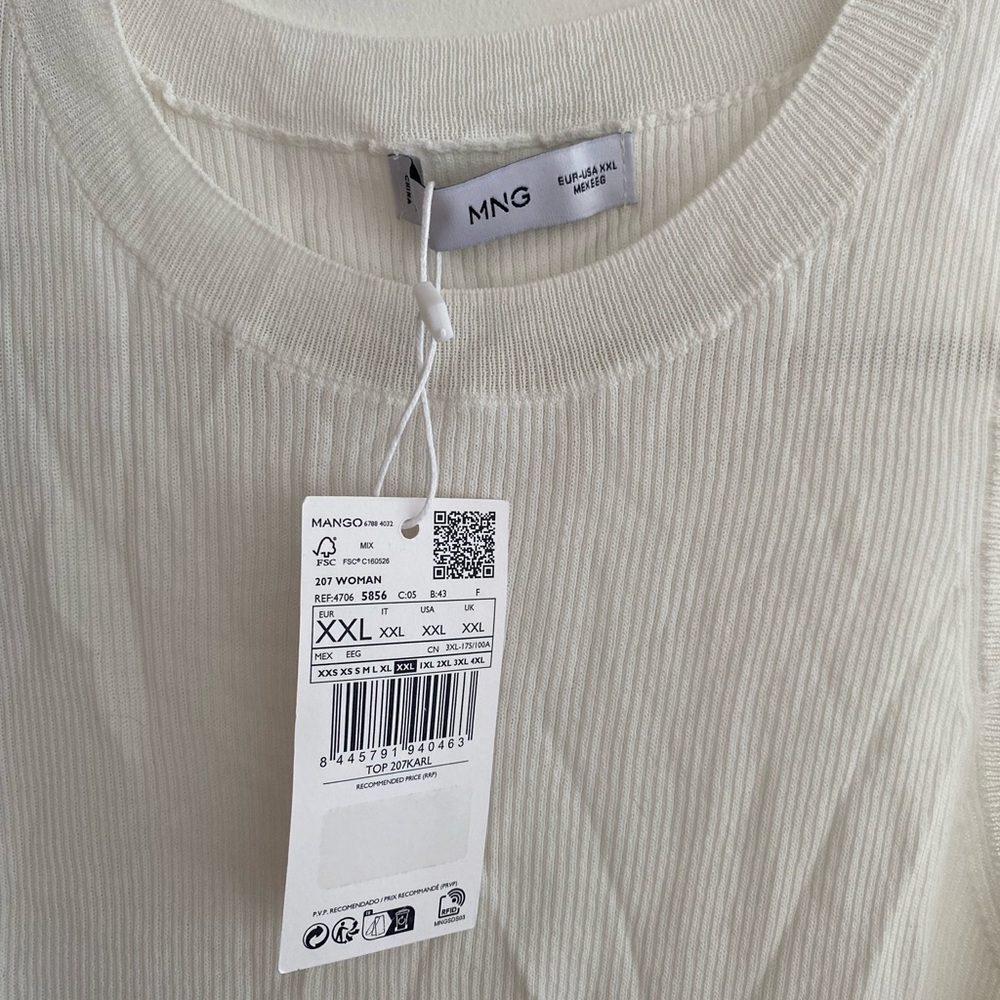 Mango White Ribbed Tank - Picture 7 of 8